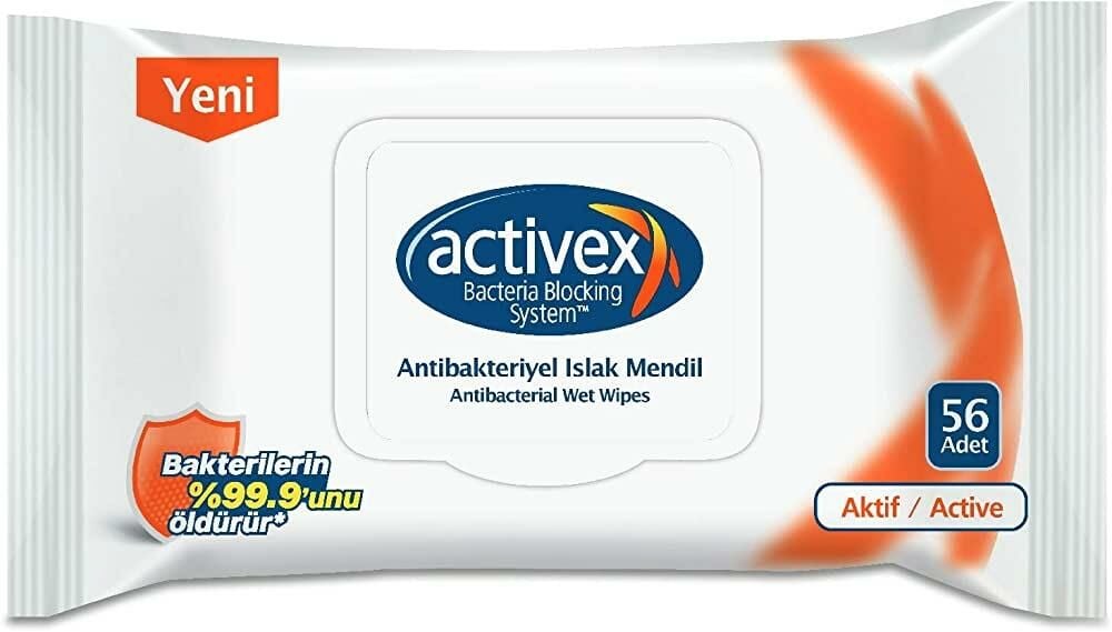 Activex Antibakteriyel Islak Mendil Hassas 56'lı